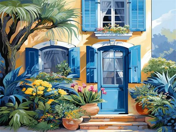 

Полная квадратная круглая алмазная картина, дверь, цветок, домашний декор, вышивка, мозаика, пейзаж, настенное искусство Full Round 20x30CM