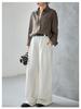 Women's Autumn Wide-Leg Commuting Pants - Tencel Linen, Pleated, Slimming, Versatile, High-End Drape