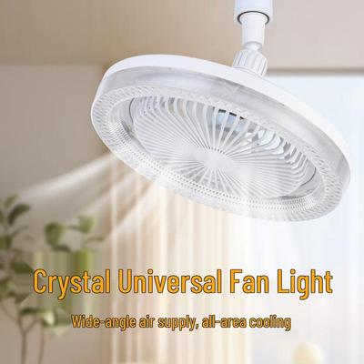 E27 Universal Crystal Fan Chandelier with Smart Remote Control for Home, Bedroom, Kitchen