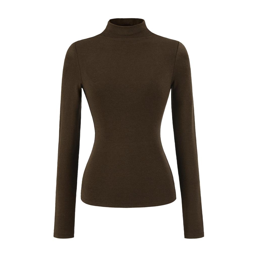 Autumn Winter Brushed Half-High Collar Slimming Pullover Long Sleeve Top 2025