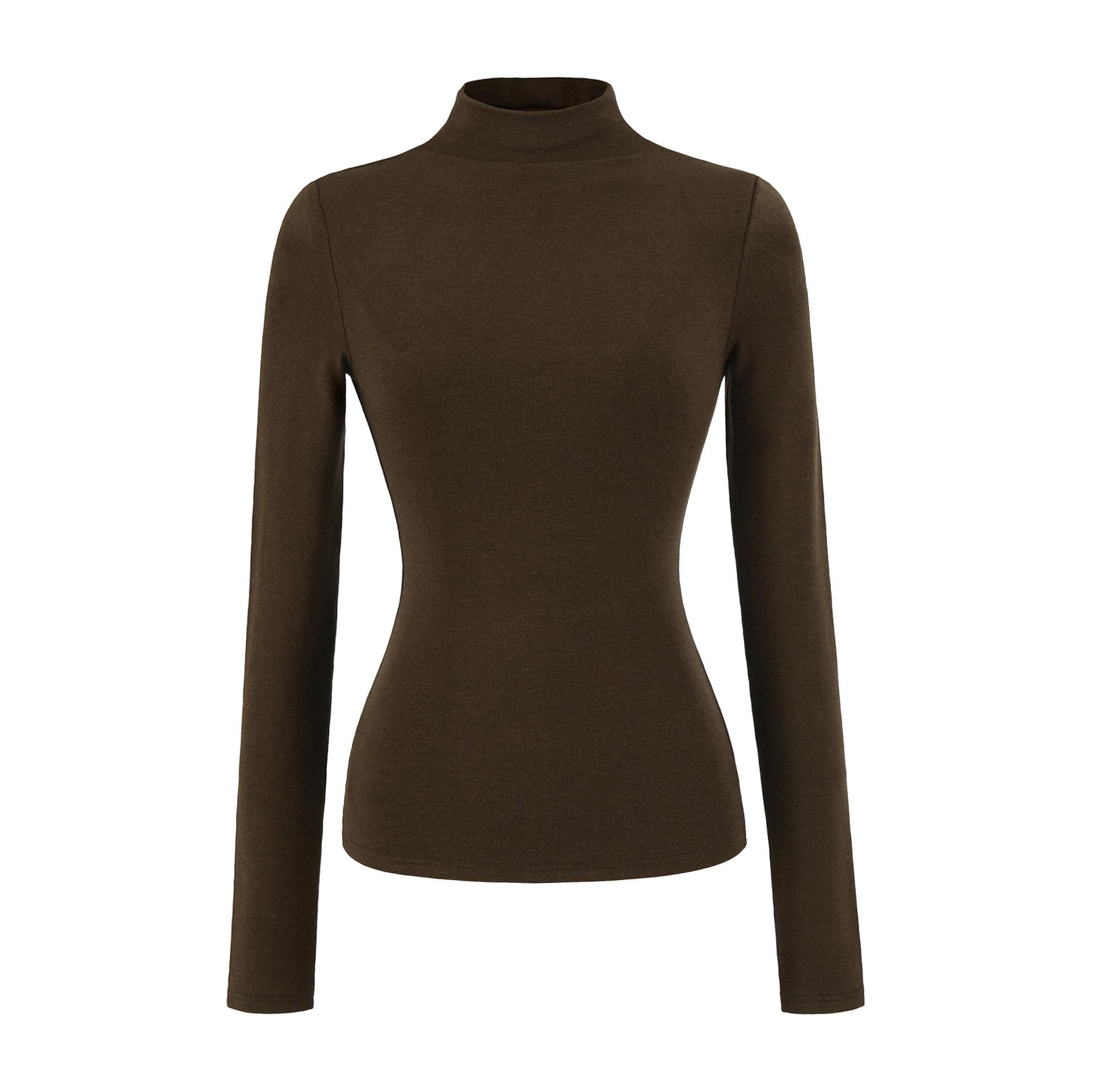 

Осень Зима Мягкий Полувысокий Воротник Стройнящий Пуловер Лонгслив Топ 2025 Small