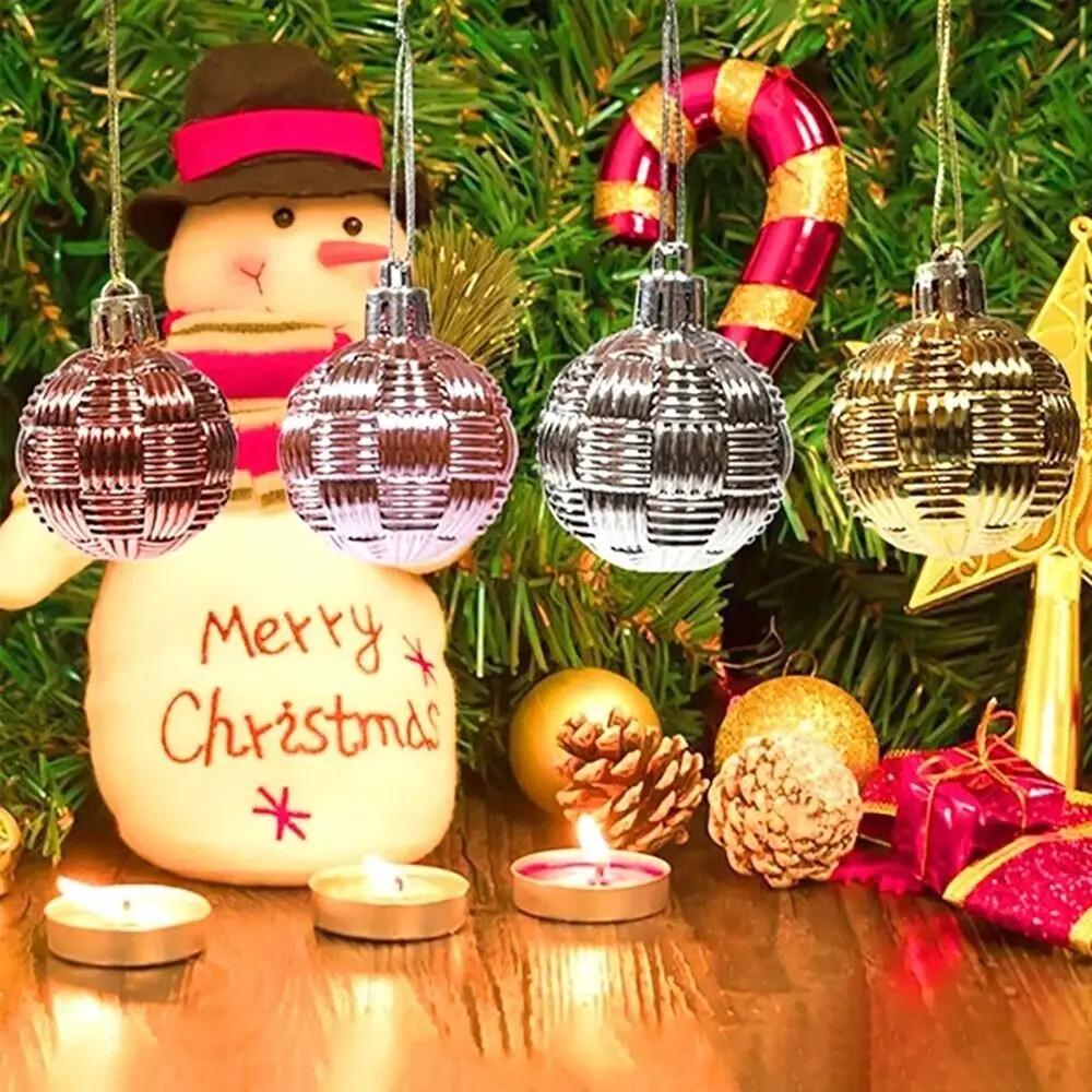 6pcs/Set 4CM Christmas Ball Ornaments Set Plastics Christmas Tree Pendant Decoration Merry Christmas Decoration Accessories