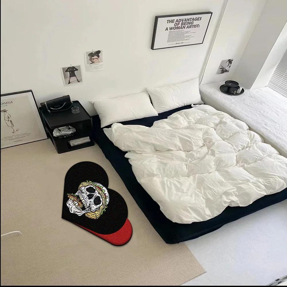 Black White Funny Creative Carpet Smiling Face Skull Rug Comfortable Soft Bedroom Rugs Living Room Decoration Non-slip Floor Mat