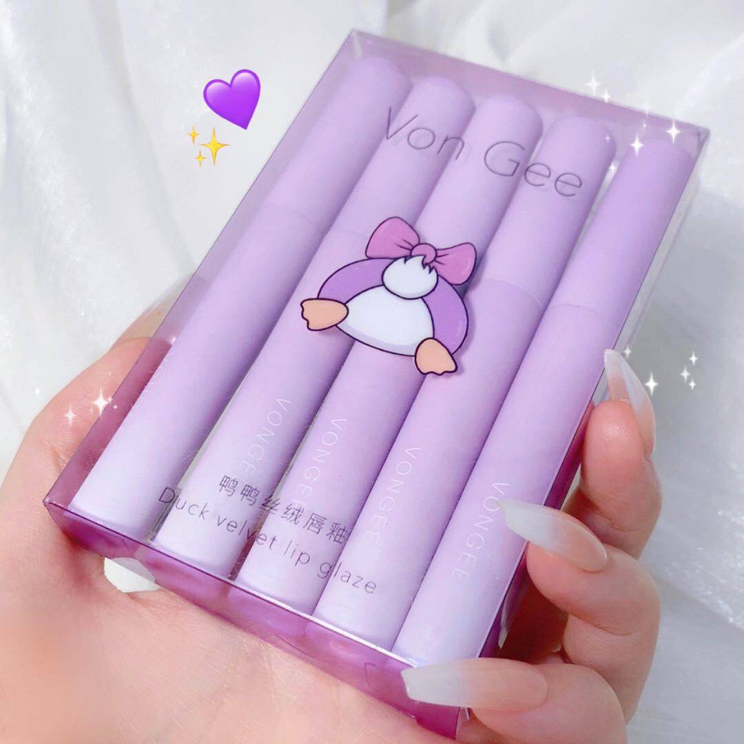 

5 шт./компл. набор оттенков для губ, набор водостойких помад, матовый блеск для губ, набор оттенков, макияж, красота, подарки фиолетовый