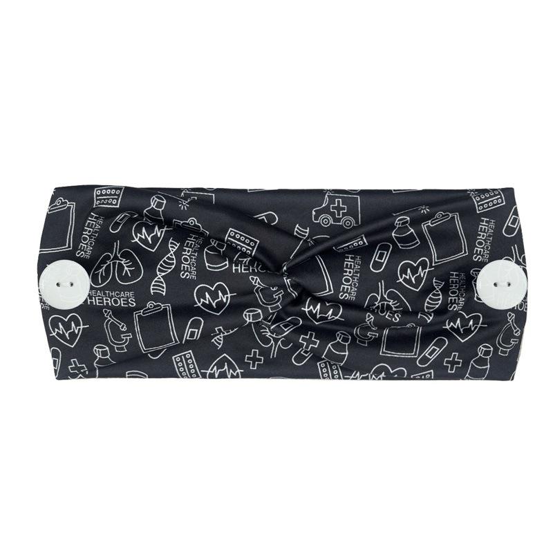 Women Nurse Headbands with Button Wide Headbands for Mask Non Slip Elastic Ear Protection Gift for Doctors Sweatband Hairband