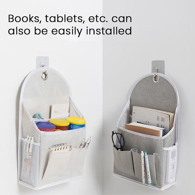 Bolsa de Almacenamiento para Colgar en la Pared Organizador de Mesita de Noche con Bolsillos Cesta de Almacenamiento Colgante para Libros Gafas Snacks Dormitorio Habitación