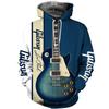 Felpa con Cappuccio Stampata Chitarra Stampa 3D Moda Felpa Quotidiana Strumento Musicale Felpe Hip Hop Uomo Donna