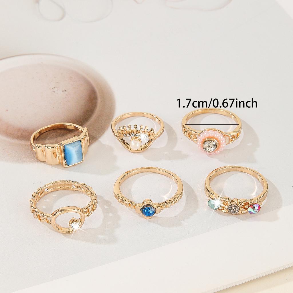 12Pcs Lady's Colorful Flowers Sweet Ring - Women's Set-In-Zirconia Simple Alloy Finger Ring Jewelry