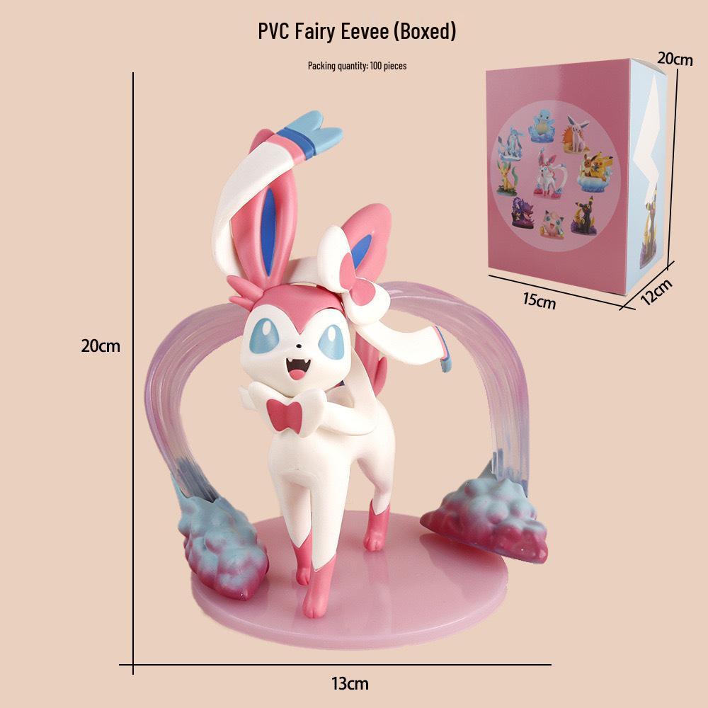 Eevee Family: Moon Leaf Sprite Desktop Ornament – Cute Pokémon Figure