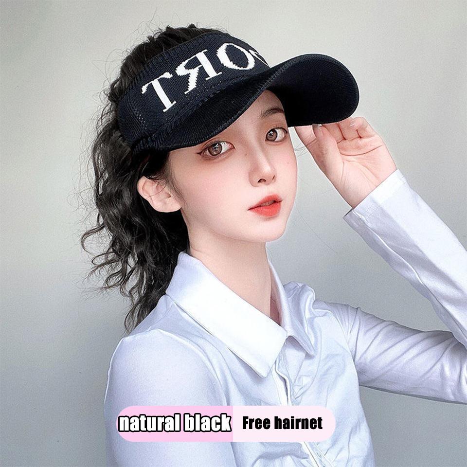 

WTB Капелюх Перука Синтетична Перука Жіночі Капелюхи Мода Дихаюча Бейсболка Хвіст Вовна Високий Хвіст Коротка Кучерява Перука 30CM