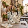  Boho Floral Canvas Tote Bag Large Capacity Casual Shoulder Handbag for Daily Use