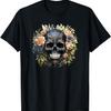 Black Skull With Flowers For Goth Women Floral Skull Graphic T-Shirt