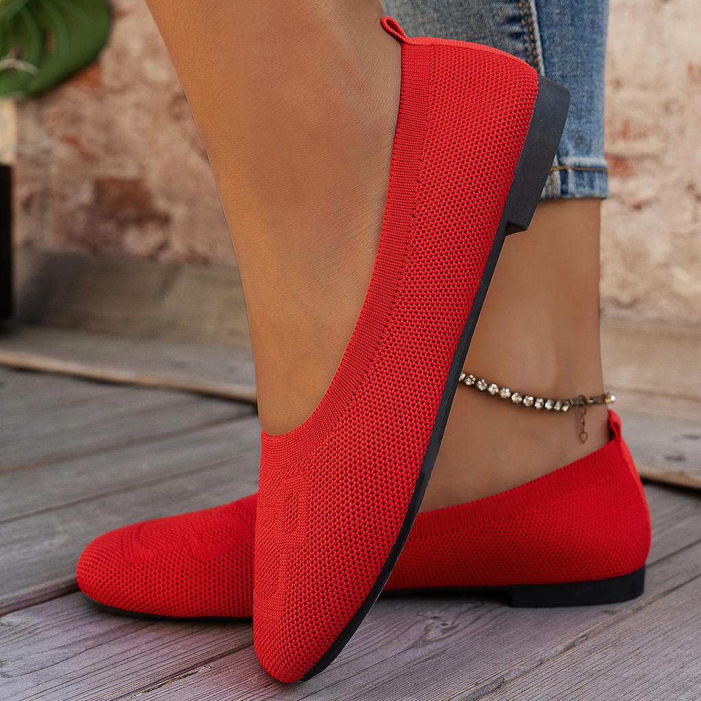 Fashion Spring and Autumn  New Outwear Solid Color Oversized Shallow Cut Shoes Women's Knitted Comfort Flat Shoes Women