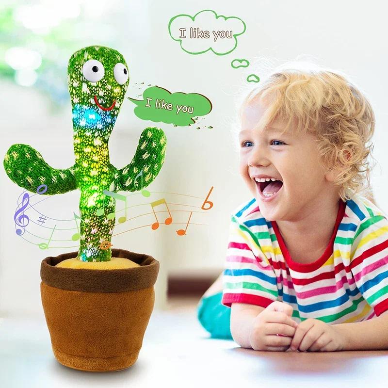 Dancing Cactus Song Speaker Talking Battery Voice Repeat Plush Cactu Dancer Toy Talk Plushie Stuffed Toys For Kids Gift