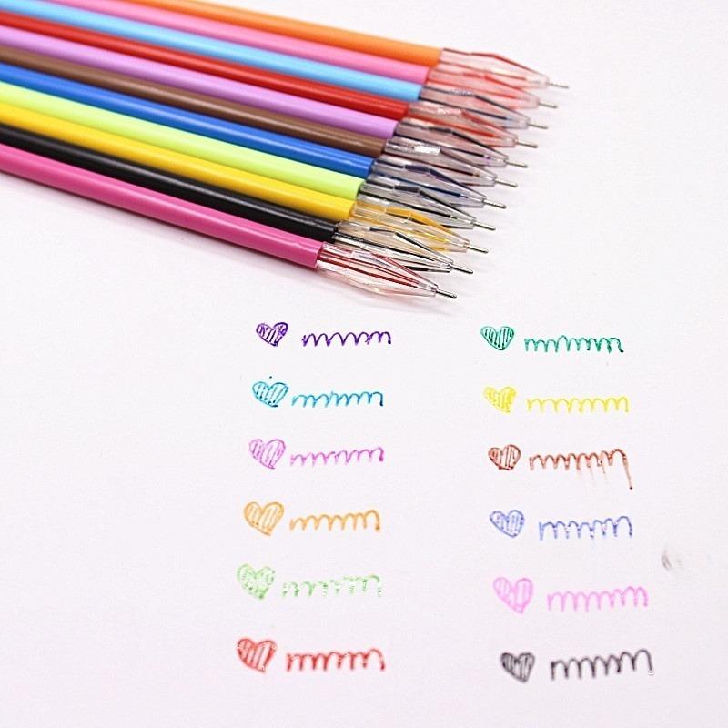 12pc/24Pcs Colorful Refils Diamond Head Refill Creative Candy 12 Color Gel Pen Refills 0.38mm Office Stationery School Supplies 2025