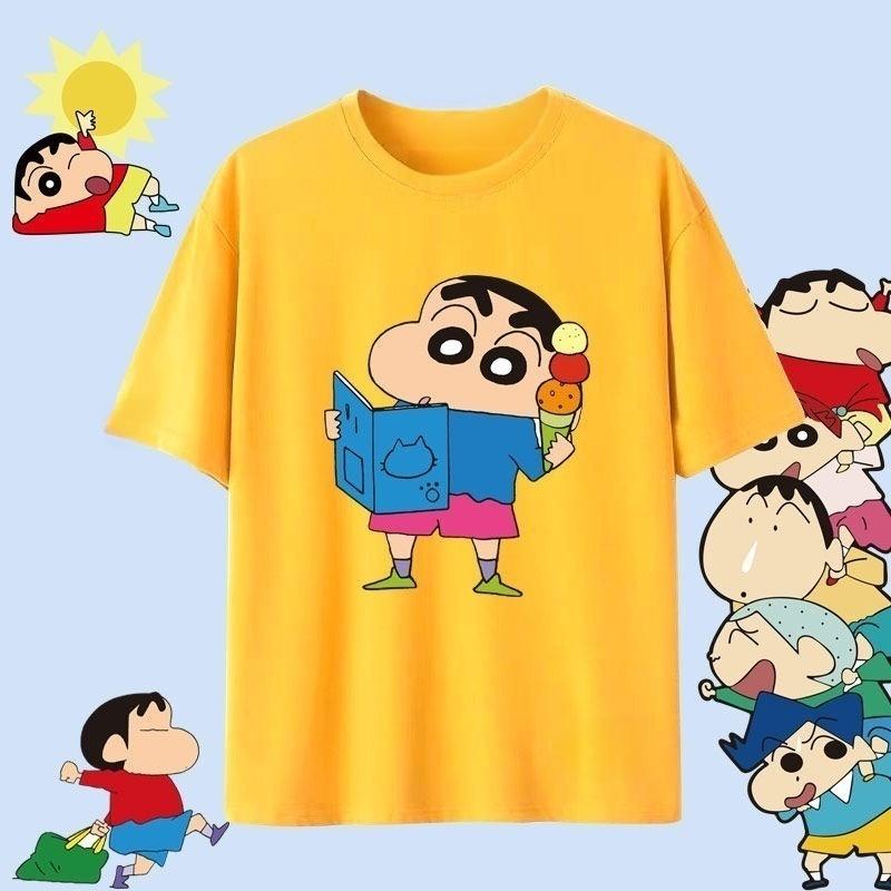 Crayon Shin Chan Shinnosuke Shiro Kazama Print T Shirt Women Unisex Oversized Cute Cartoon Short Sleeve Casual Tee