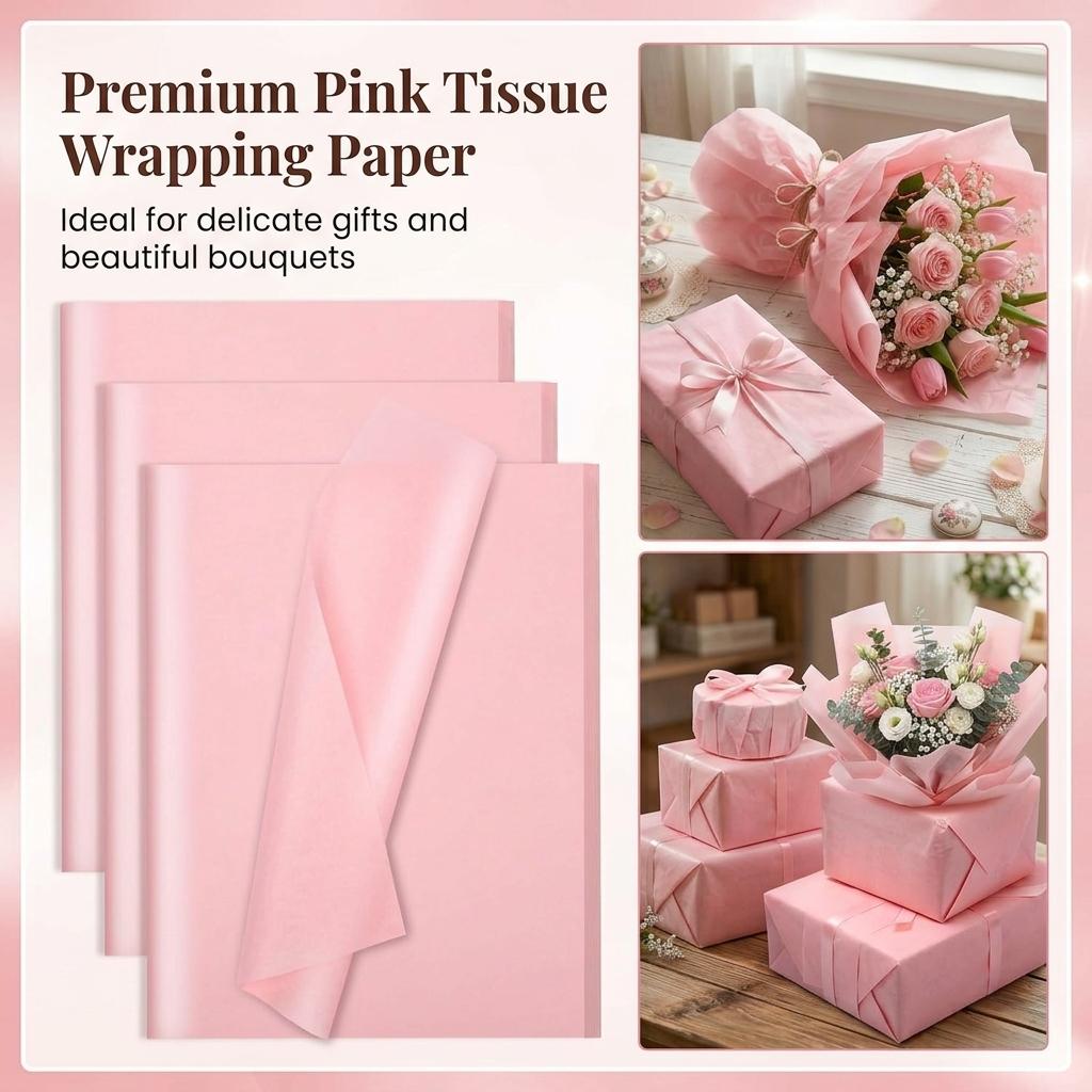 Pink Pearl Gift Wrapping Paper 50x70cm 40 Sheets Pack Premium Quality for Gifts