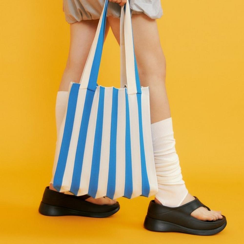 Pleatsmama Blue Stripe Two Way Shopper Bag