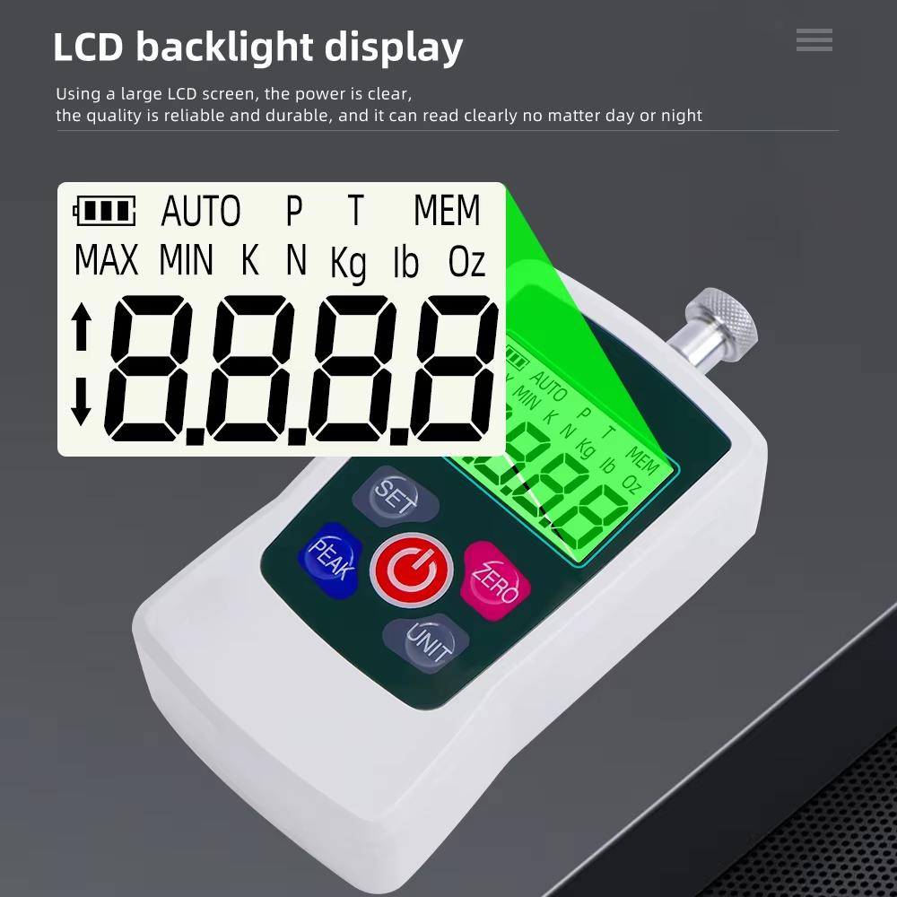 500N Digital Dynamometer Force Gauge Portable Pull Tester LCD Electronic Dynamometer Digital Display Push-pull Force Meter