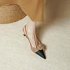 2024 Summer Women Shoes Cow Leather Shoes Women Covered Toe Thin Heel Sandals Slingback Women Shoes Buckle Flowers Women Sandals