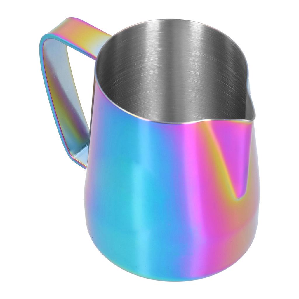 Stainless Steel Milk Frothing Pitcher Pointed Mouth Coffee Frother Cup for Home KitchenColorful 600ml