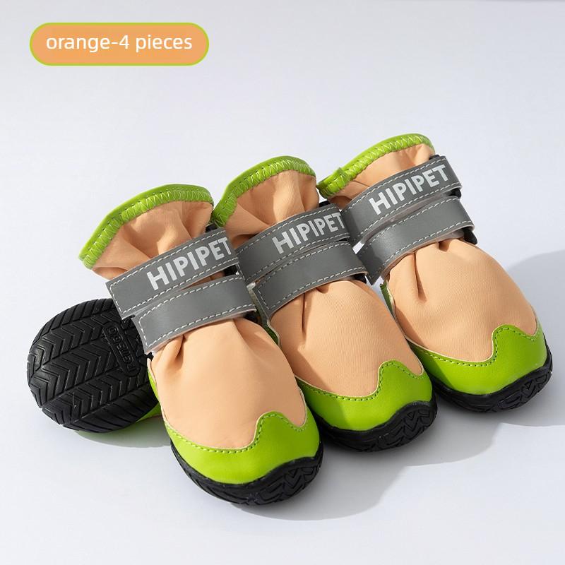 

Dog Shoes Winter Thickened Plush Snow Boots Dog Cotton Rubber Dog Boots Reflective Strip Double Layered Straps Puppies Shoes 1 оранжевый