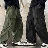 Spring Autumn Boys Cargo Pants Children Spring Casual Trousers Children Straight Loose Pants Teenager Solid Color Wide-leg Clothing