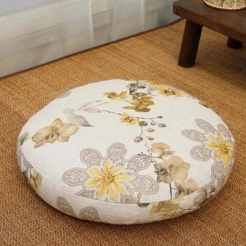 Chinese Linen Cotton Tea Ceremony Worship Buddha Floor Cushions Round Shape Thicken Office Balcony Cushion Tatami Yoga Mat