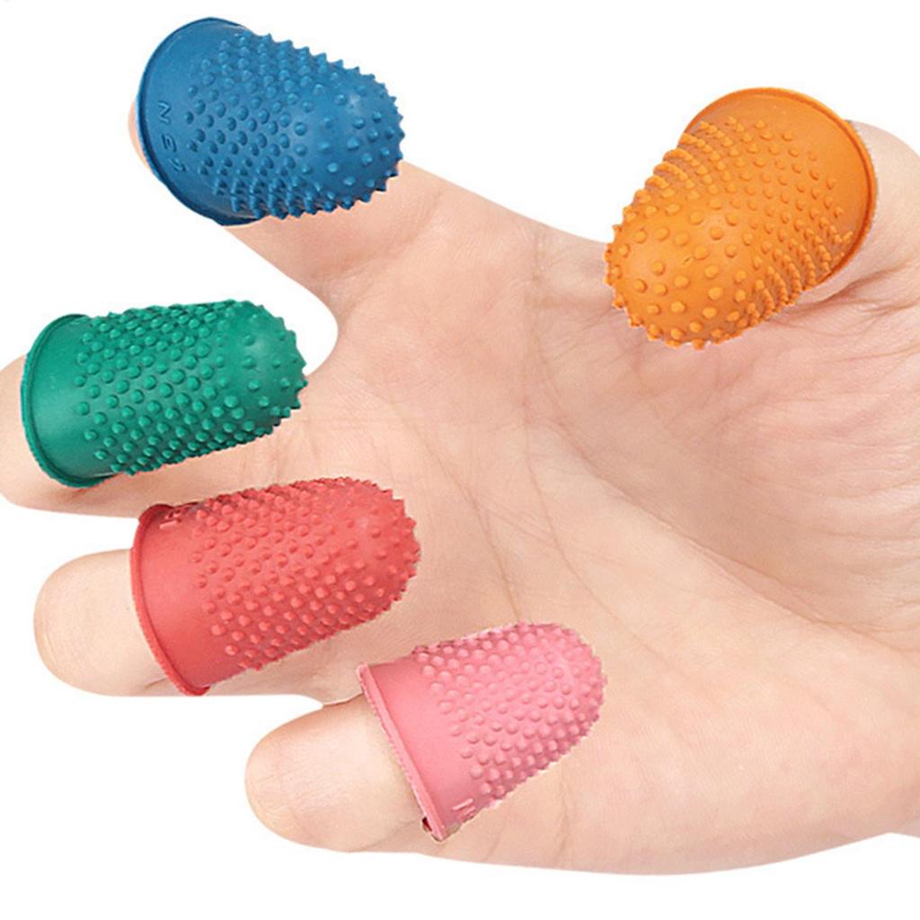 5PCS Rubber Finger Protectors Reusable Flexible Tips Protect Fingertips For Crafts Office Home Paperwork Sewing Cutting Counting
