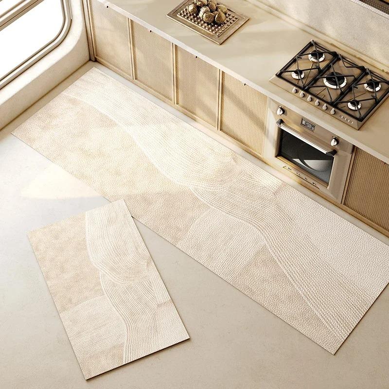 Kitchen Pvc Floor Mat Leather Waterproof Carpet Anti-slip Oil-proof Foot Mats Japanese Style Long Carpets Home Decoration Rug