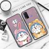 JW82 Doraemon Černé měkké pouzdro pro iPhone 16 15 Plus 14 13 Pro 8 SE XR XS Max P30 Nova 5T Y5P Y6 Y7 Y8P Y9 Realme C30 C33 C31 VIVO Y36 V27