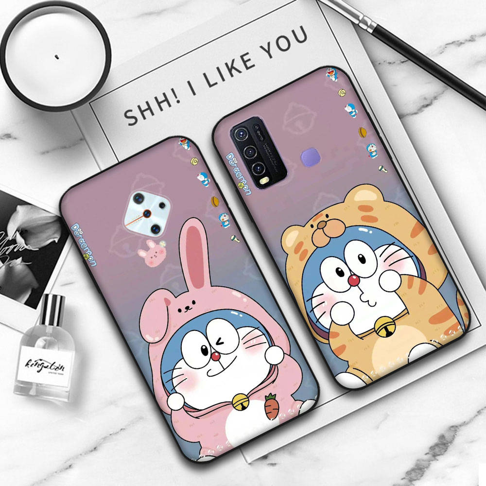 JW82 Doraemon Black Soft Case for Samsung Note 20 Lite S24 Ultra S23 A03 A05 A06 A11 A71 A15 A16 A13 A24 A25 A33 A52 A53 A50 M55 M35 Plus