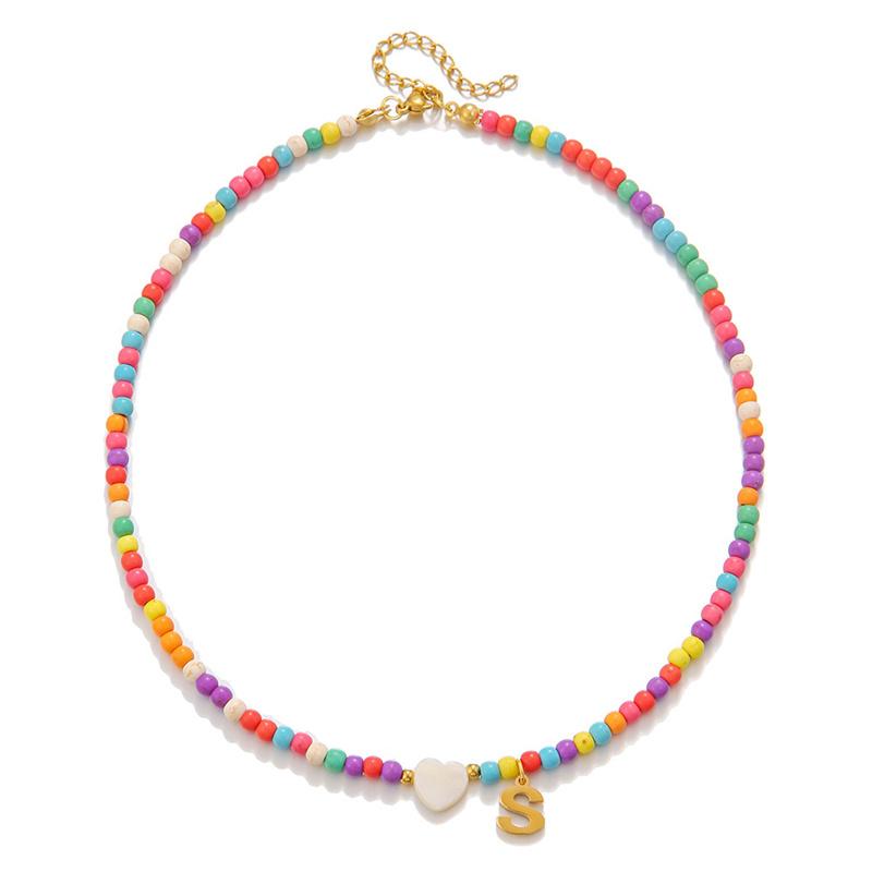 2026 New Colorful Beaded Initial Letter Necklaces for Girls Women Handmade Beads Choker Bohemian Necklace Jewelry Gift Wholesale