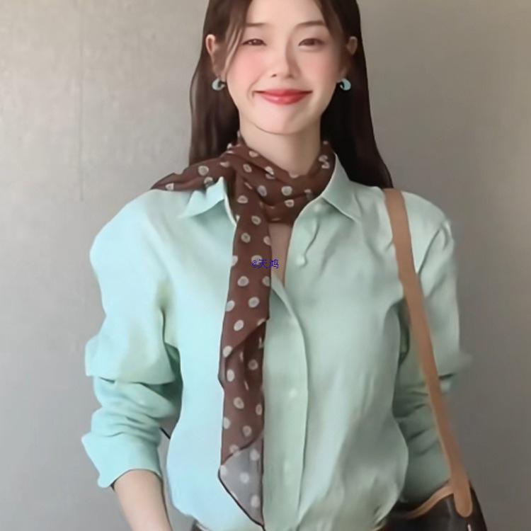 Korean Polka Dot Silk Scarf Ribbon for Women - 2025 Neck Tie Neckerchief