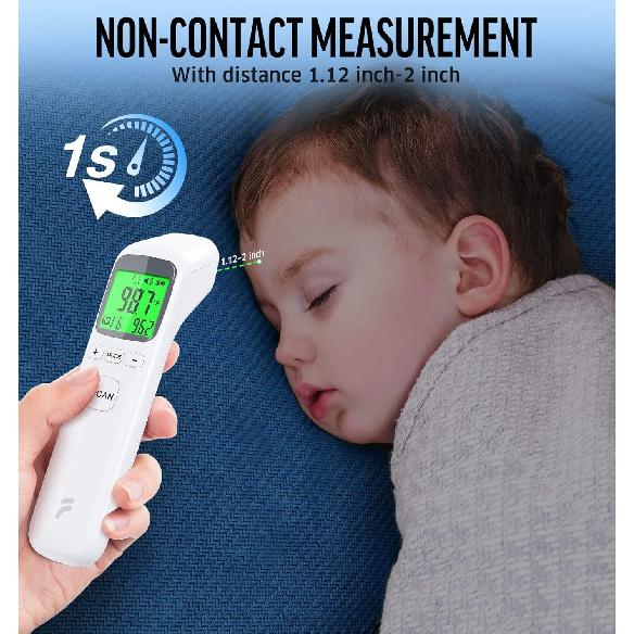 Thermometer for Adults and Kids, No-Touch Forehead Thermometer with Object Mode Function,Fever Alert and 32 Set Memory Recall,Instant Accurate