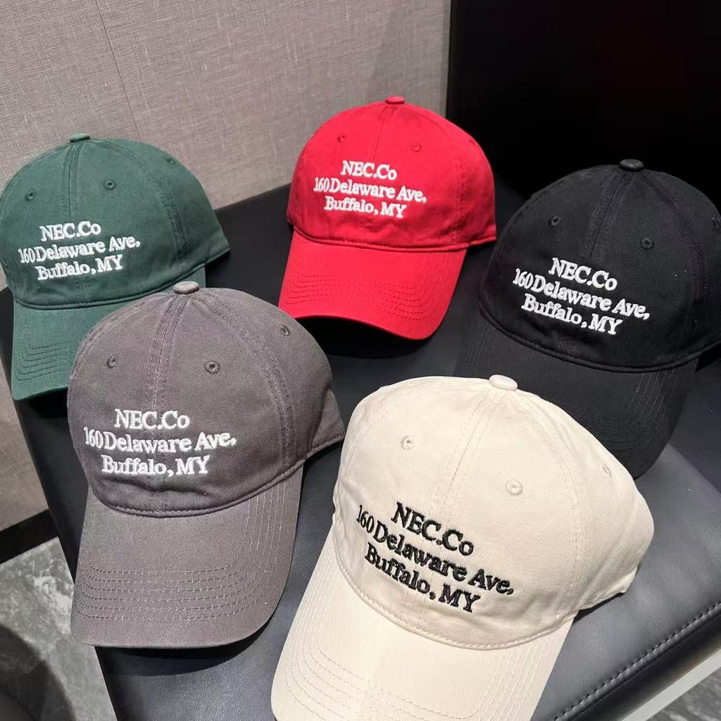 Korean Retro American Baseball Cap with Letter Embroidery - Soft, Face-Slimming Duckbill Hat for Men and Women