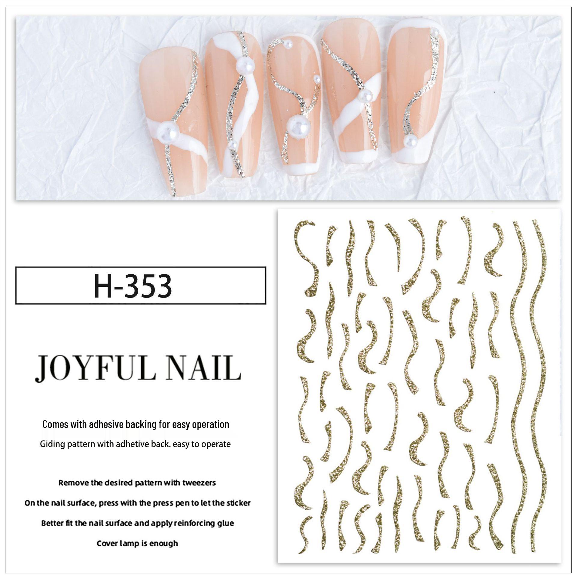 

Роскошные наклейки для ногтей с бриллиантами в виде французской кривой: Золотая вспышка и рельефный дизайн