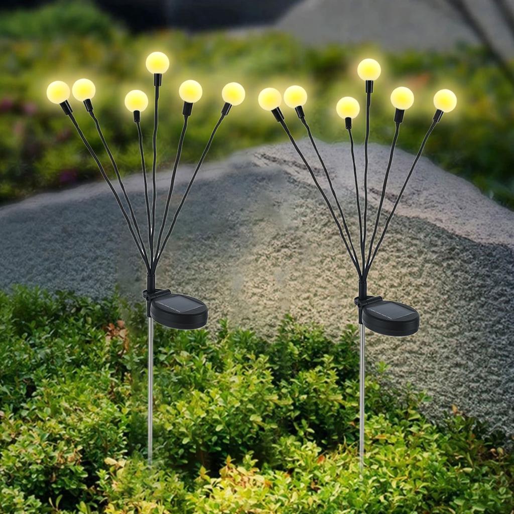 2/4/6pcs Solar Firework Firefly Garden Lights Outdoor LED Lawn Stake Light Waterproof Landscape Lighting Wind-Driven Swing Lamp