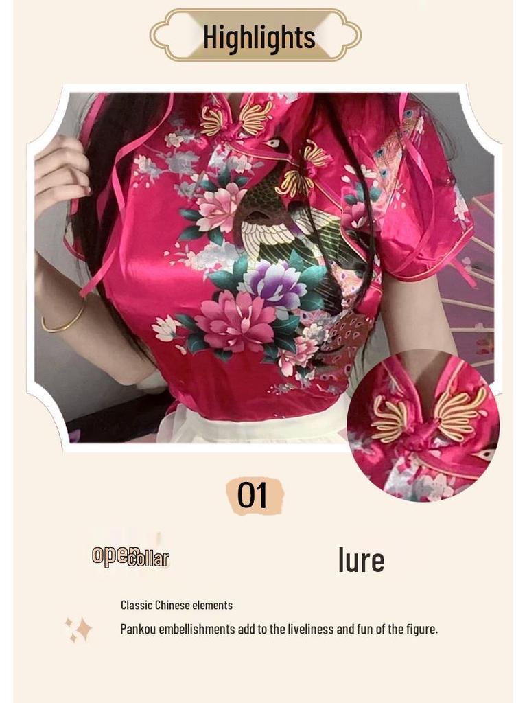 Qipao Dienstmädchen Cosplay Outfit im chinesischen Stil: Verlockendes zweidimensionales Design, leicht zu entfernen