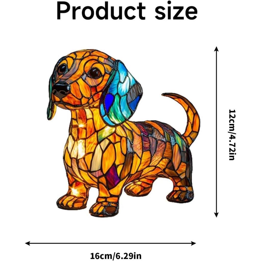 Dachshund Lamps - Retro Dogs Stained Resin Tabletop Night Light, Dog Series Art Night Light, 3D Cute Pet Dogs Themed Lamp Stained Glass LED
