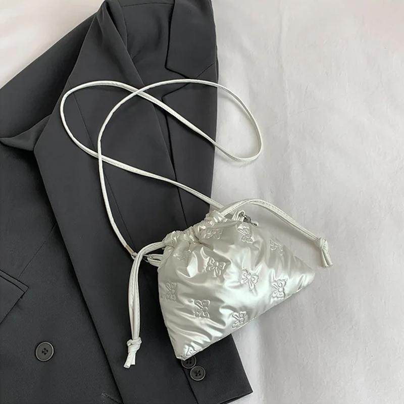 Fashion Butterfly Mini Crossbody Bags Drawstring Pu Leather Bucket Shoulder Bags Ladies Leisure Small Phone Handbags AVE