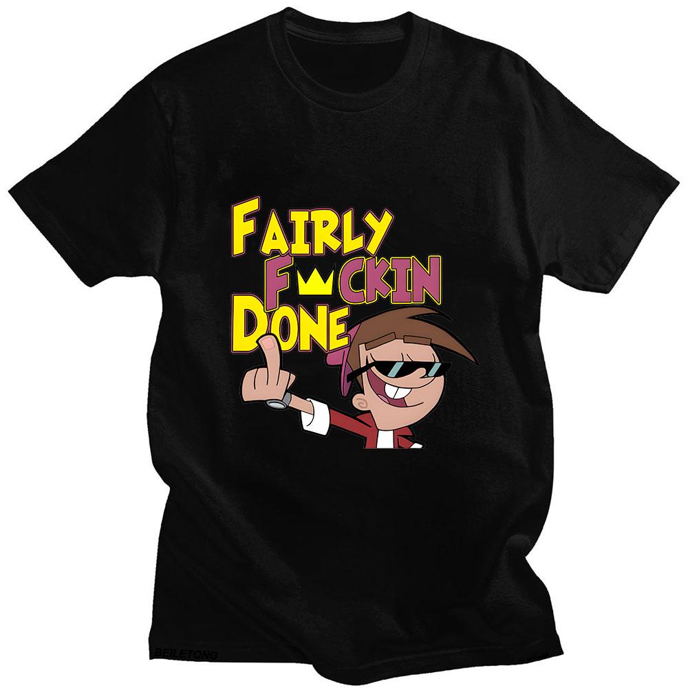 Fairly OddParents T-shirt Cartoon Print Harajuku Kawaii Tee-shirt Short Sleeve Cute Cotton Tshirt Ropa Hombre Anime Punk Clothes
