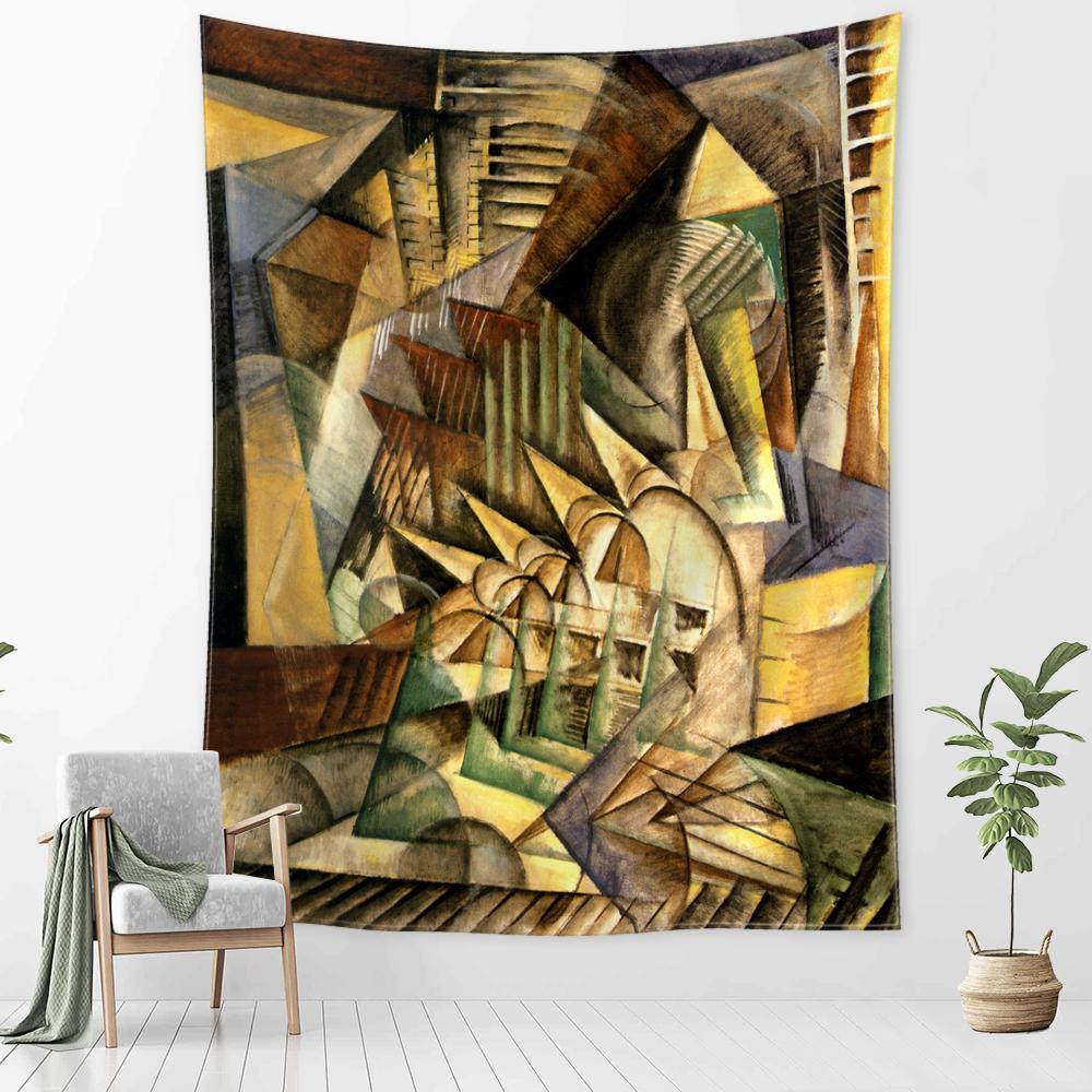 Mona Lisa Graffiti Goblen Duvar Askısı Bohem Plaj Matı Polyester Battaniye Yatak Odası Sanatçı Ev Dekoru