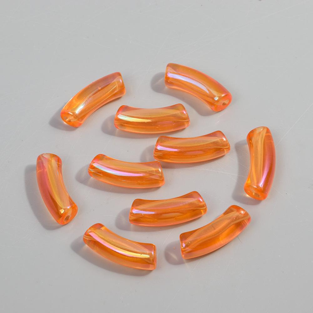 10pcs 34x11mm Acrylic Bamboo Curved Tube New Laser Transparent Loose Beads for Bracelet Necklace Making DIY Jewelry Accessories