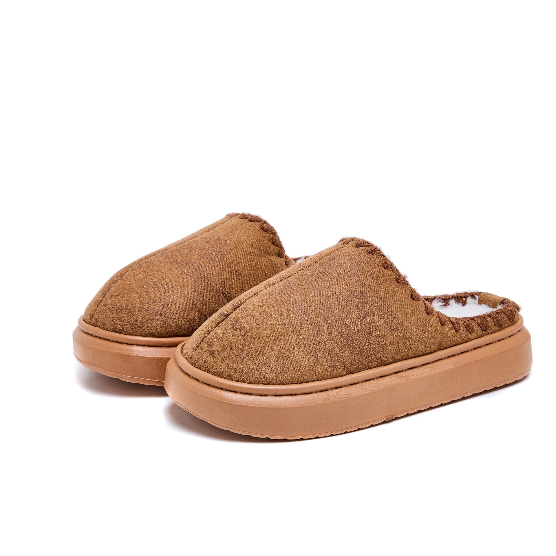 

Зимняя хлопковая швабра теплый дом флисовая сумка голова пушистые тапочки домашние нескользящие хлопковые тапочки 44-45 коричневый