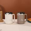 Stainless Steel Milk Coffee Cup with Handle, Double-layer Vacuum Travel Cup Suitable for Home Office Travel and Camping