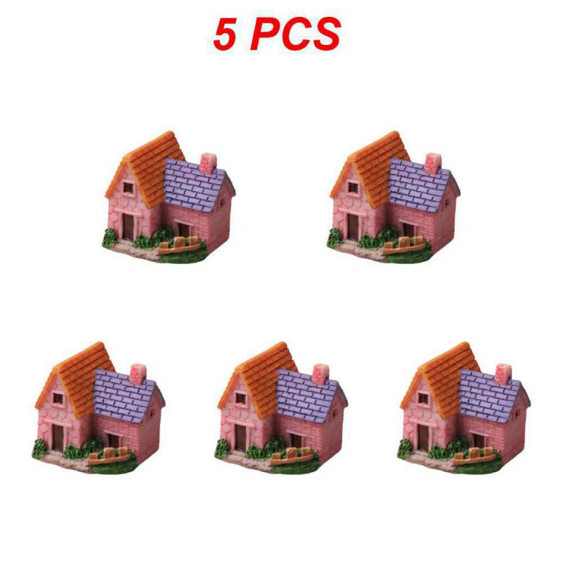 1~10PCS Mini Castle Small House Fairy Garden Miniatures Terrarium Figurines Crafts Figure Moss Ornament Micro Landscape