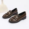 Retro Patent Leather Tassel Loafers with Metal Buckle - Women's British Style Slip-on Flats (Low Heel)