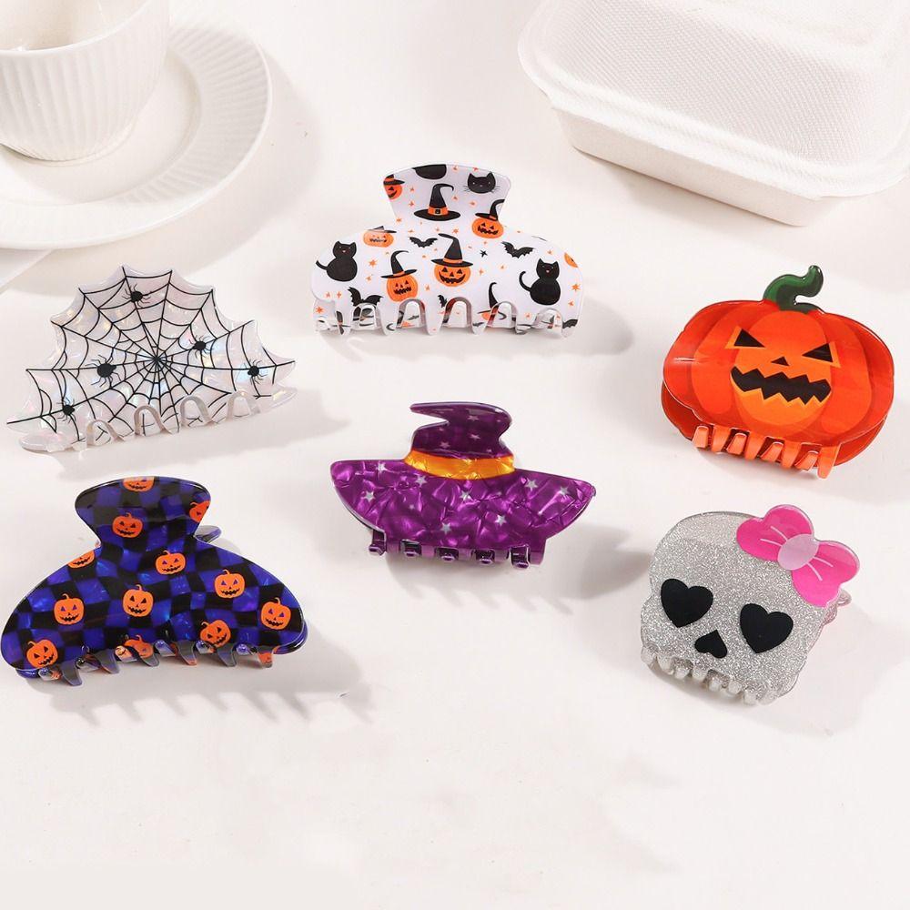 Spider Pumpki Hair Clip PVC Acrylic Ghost Hairpin Large Shark Clip Festive Gathering