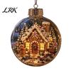 Led Glass Ball Decorations Lighted Christmas Ornament with Warm LED Lights, Retro Metal Cap Decorative Ornaments Transparent for Holiday Tree
